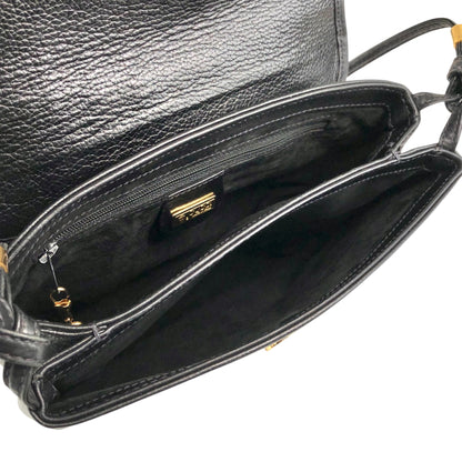 GUCCI Logo Embossed Shoulder bag Black Vintage awhzfg