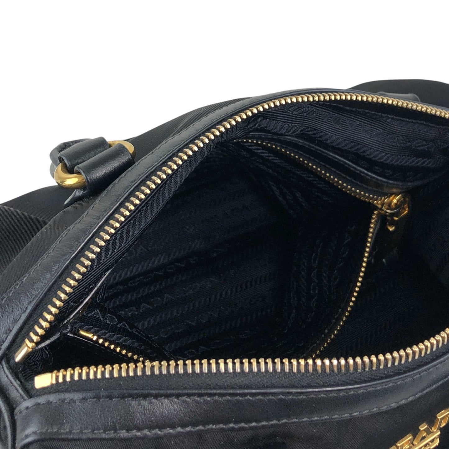 PRADA Logo Two-way Boston bag Shoulder bag Black Vintage 76zjdy