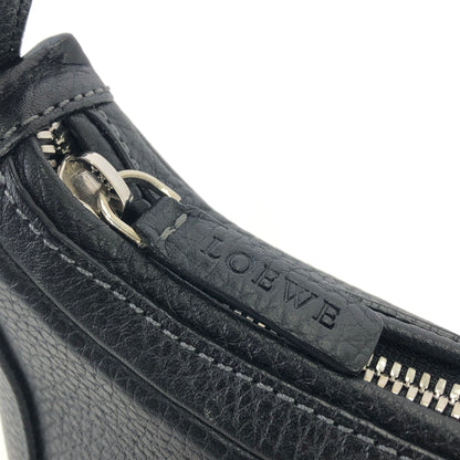 LOEWE Logo Motif Embossed Leather Two-way Handbag Shoulder bag Round bag Black Vintage t7gdhx