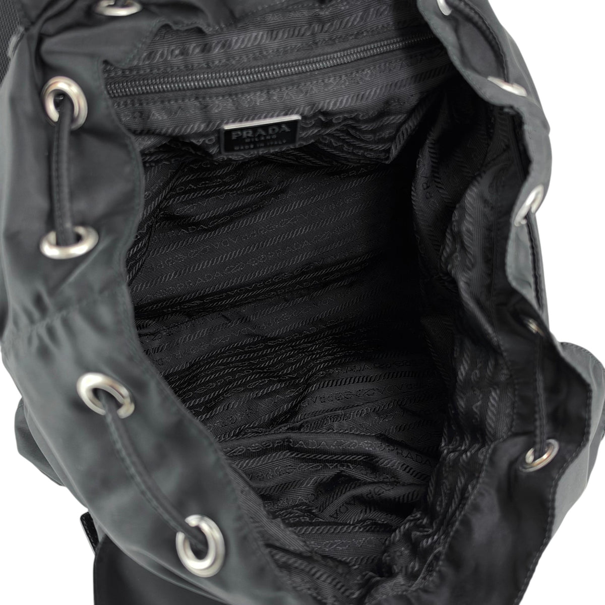 PRADA Tessuto Triangle Logo Double Pocket Backpack Black Vintage 8fef48