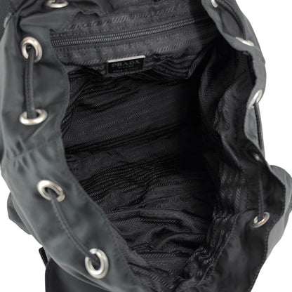 PRADA Tessuto Triangle Logo Double Pocket Backpack Black Vintage 8fef48