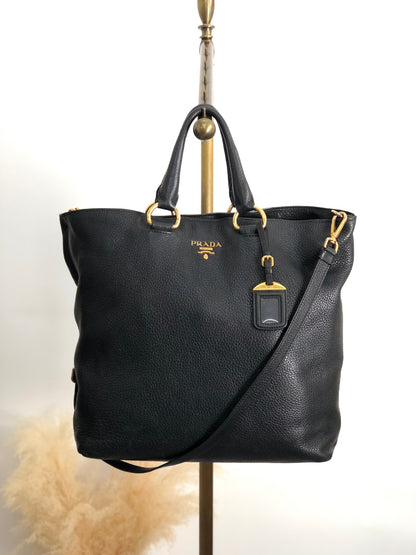 PRADA 標誌兩用手提包單肩包黑色復古 vbght3