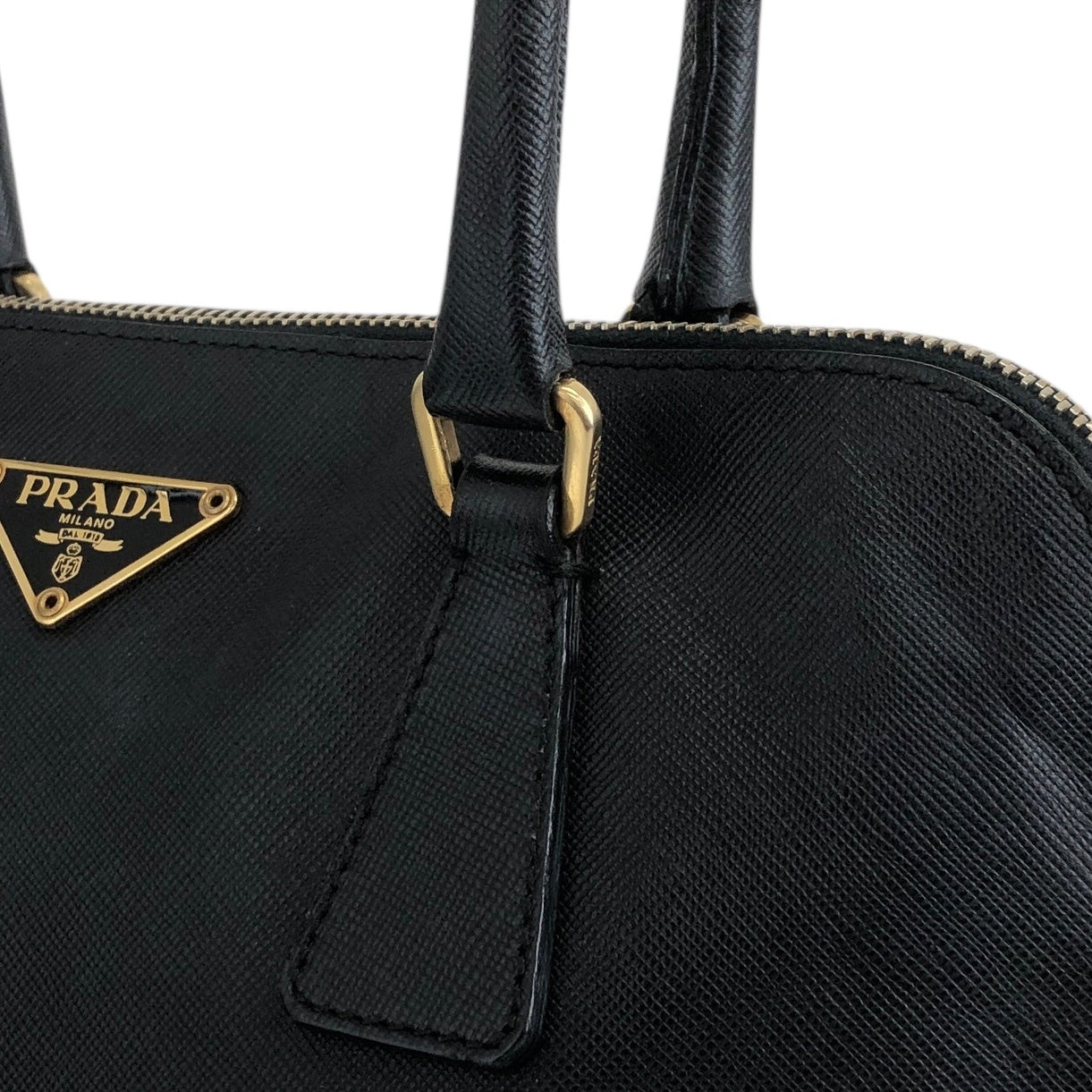PRADA Triangle Logo Handbag Black Vintage wxkttk