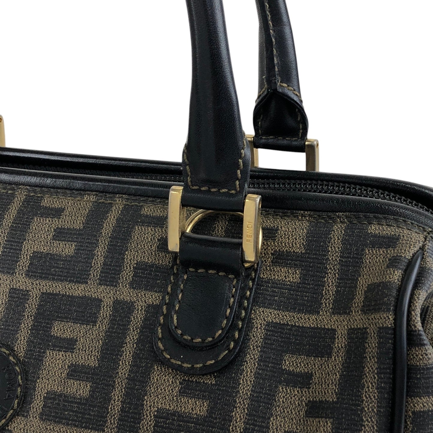 FENDI Zucca Logo Small Boston bag Handbag Black Vintage cf6xpb