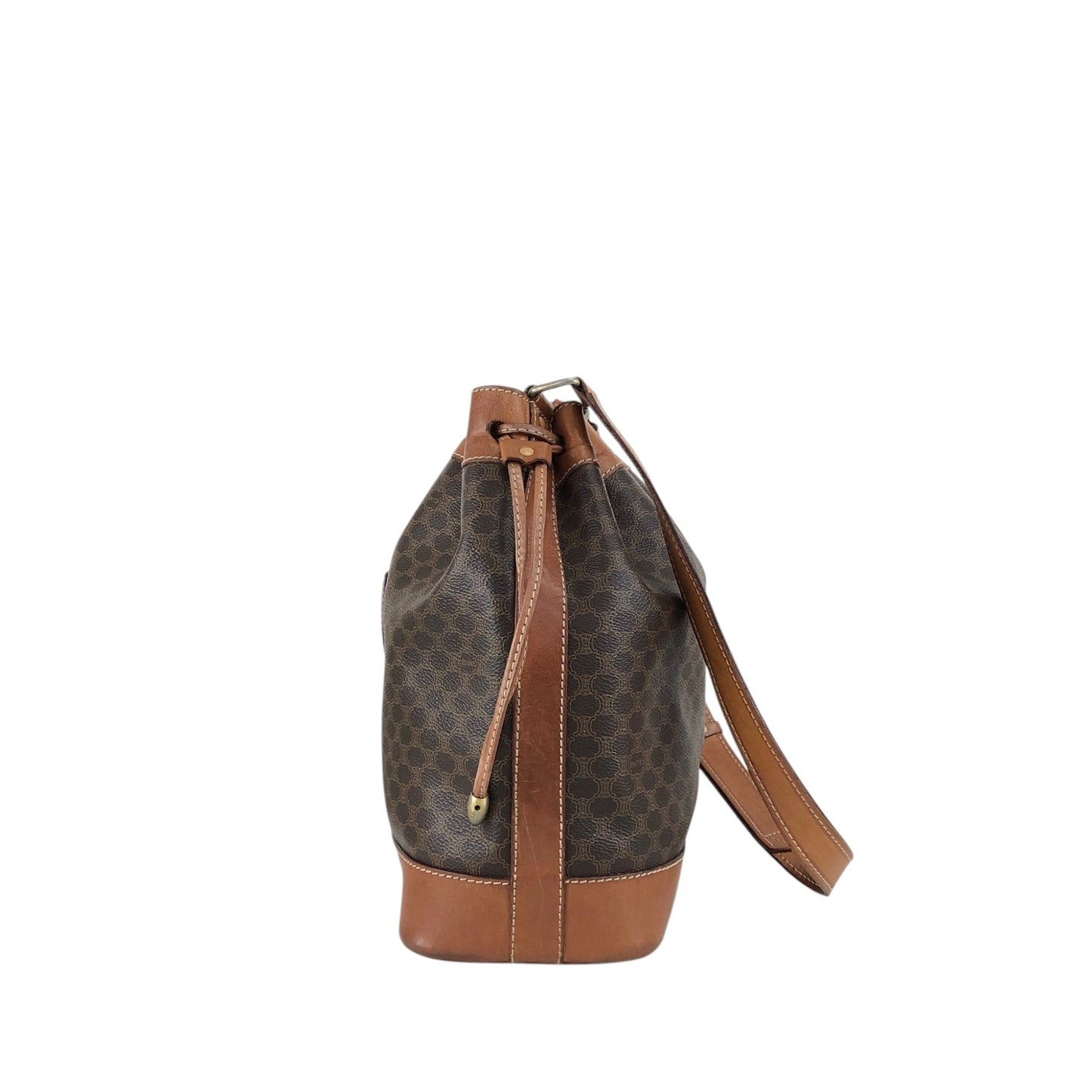 CELINE Macadam Blason Drawstring Shoulder bag Brown Vintage mp3xvi