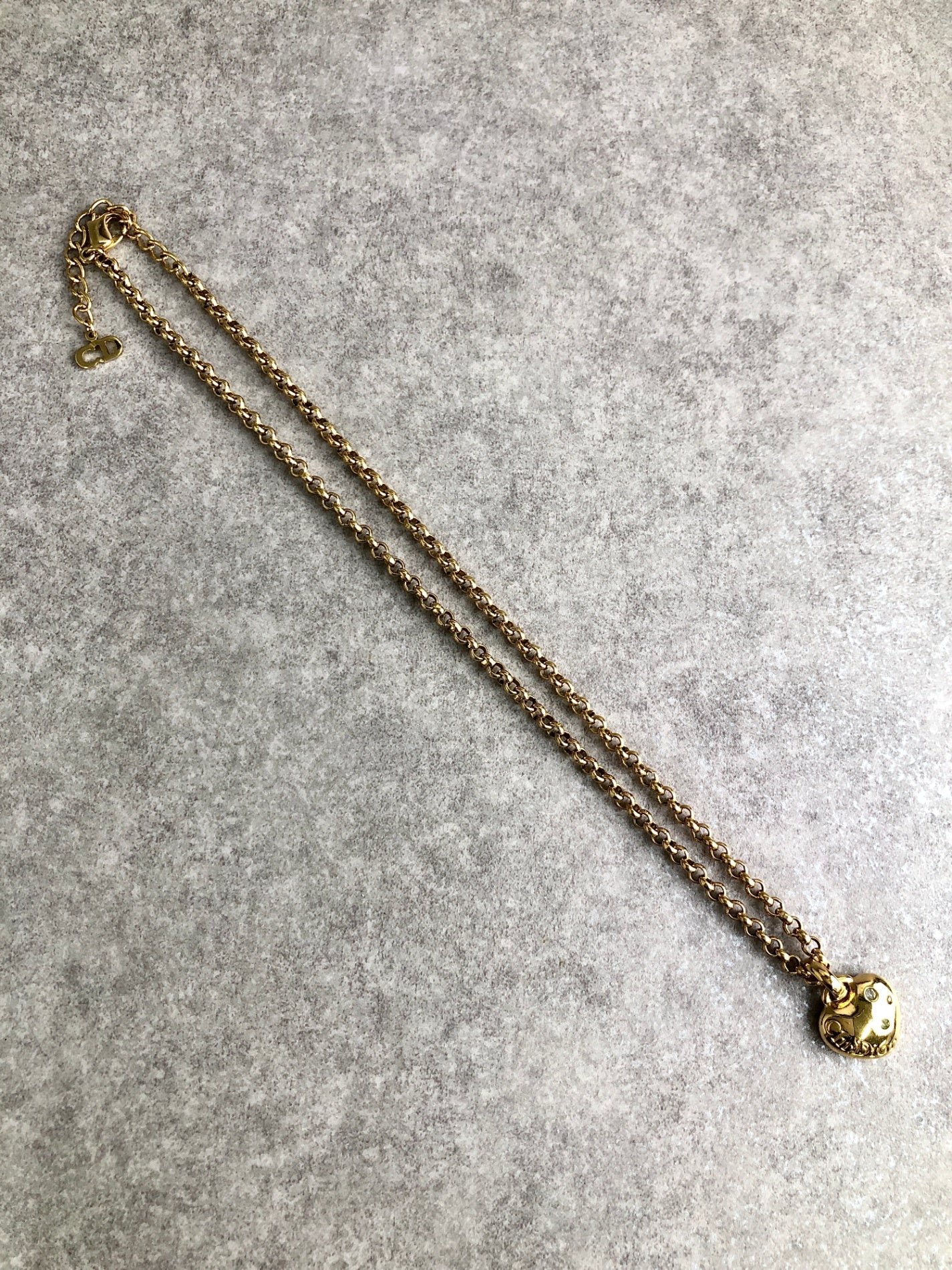 Christian Dior 心形圖案項鍊 金色 復古 dc3bg2
