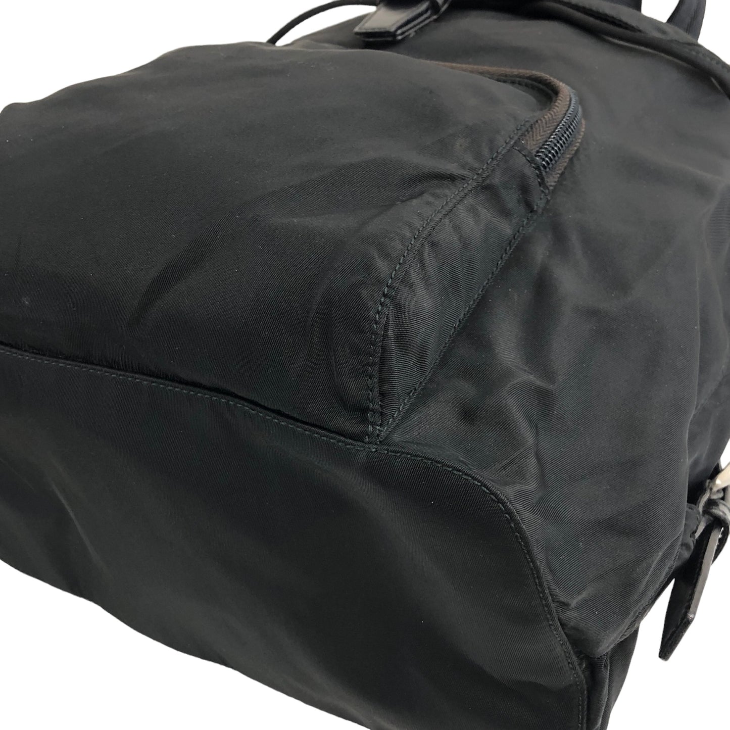 PRADA Triangle Logo Front Buckle Nylon Backpack Black Vintage c68je8