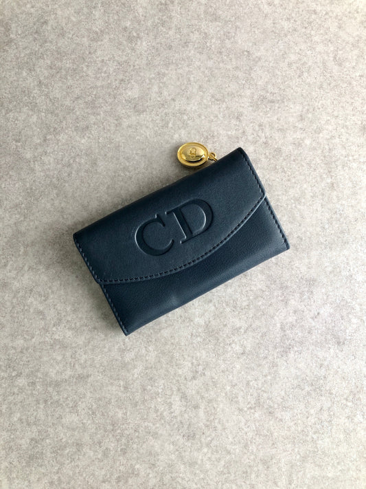 Christian Dior CD Logo Key Case Navy Vintage 2wn2nu