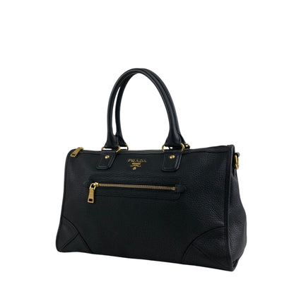 PRADA Logo Two-way Small Boston bag Shoulder bag Black Vintage h5k5fy