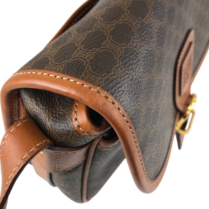 CELINE Macadam Blason Front Buckle Shoulder bag Brown Vintage need42