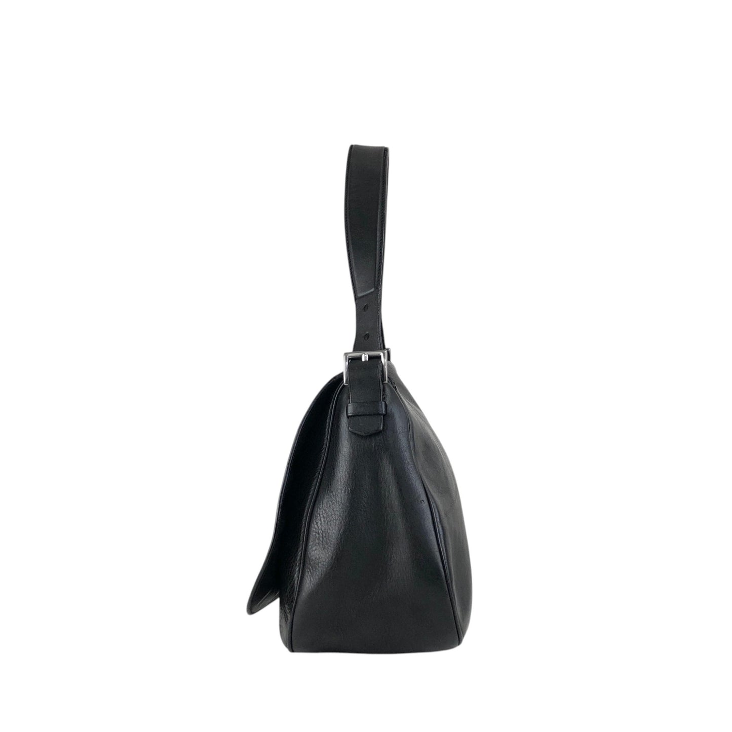 PRADA Logo Front Buckle Shoulder bag Hobobag Black Vintage m5w8bc