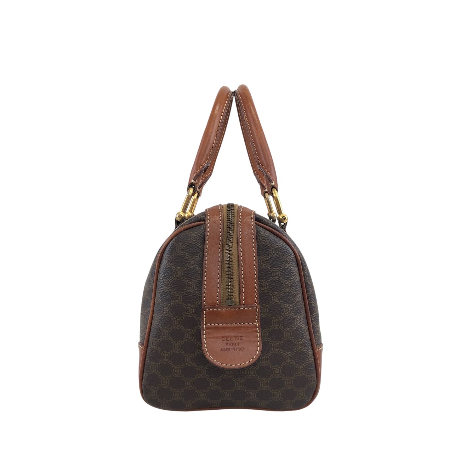CELINE Macadam Blason Handbag Brown Vintage xiw3ui