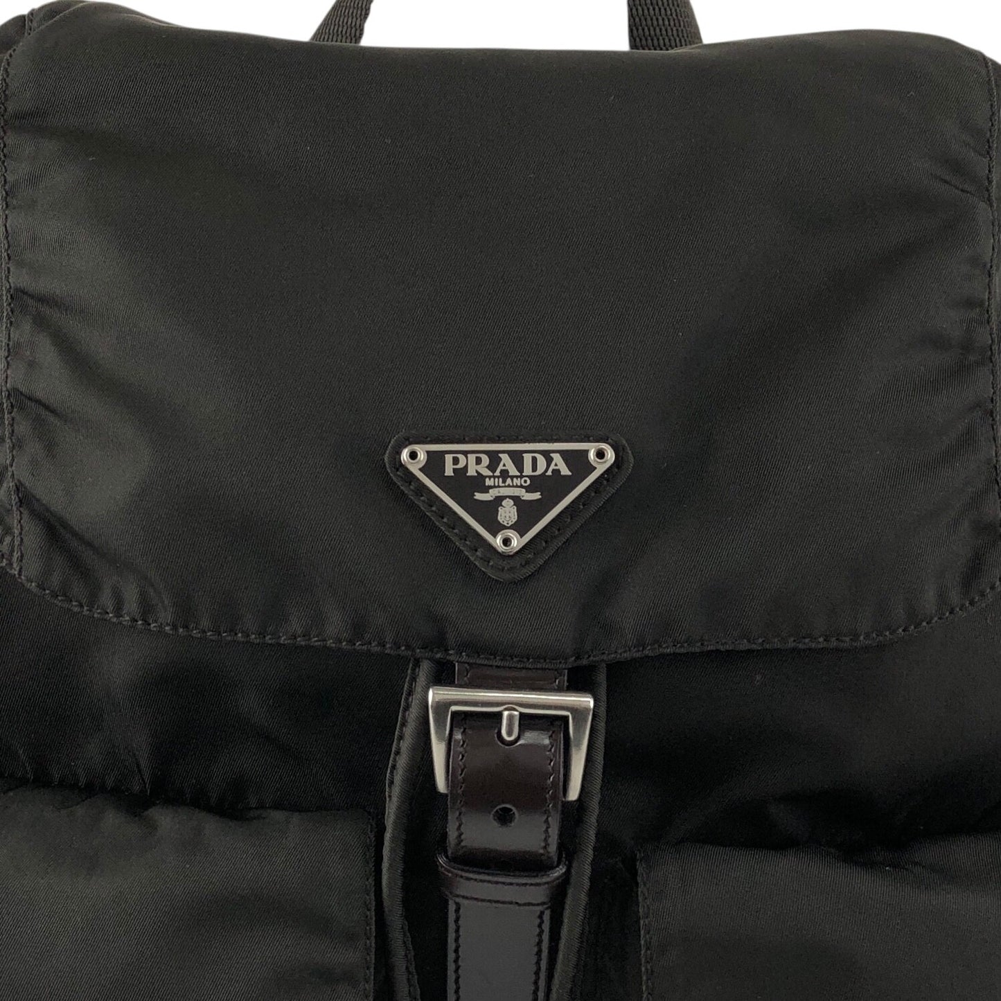 PRADA Tessuto Triangle Logo Double Pocket Backpack Khaki Vintage kyhxt3
