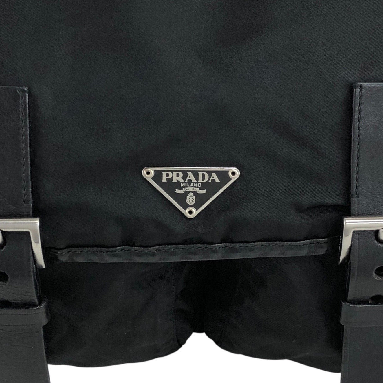PRADA Triangle Logo Shoulder bag Black Vintage s5jtyw