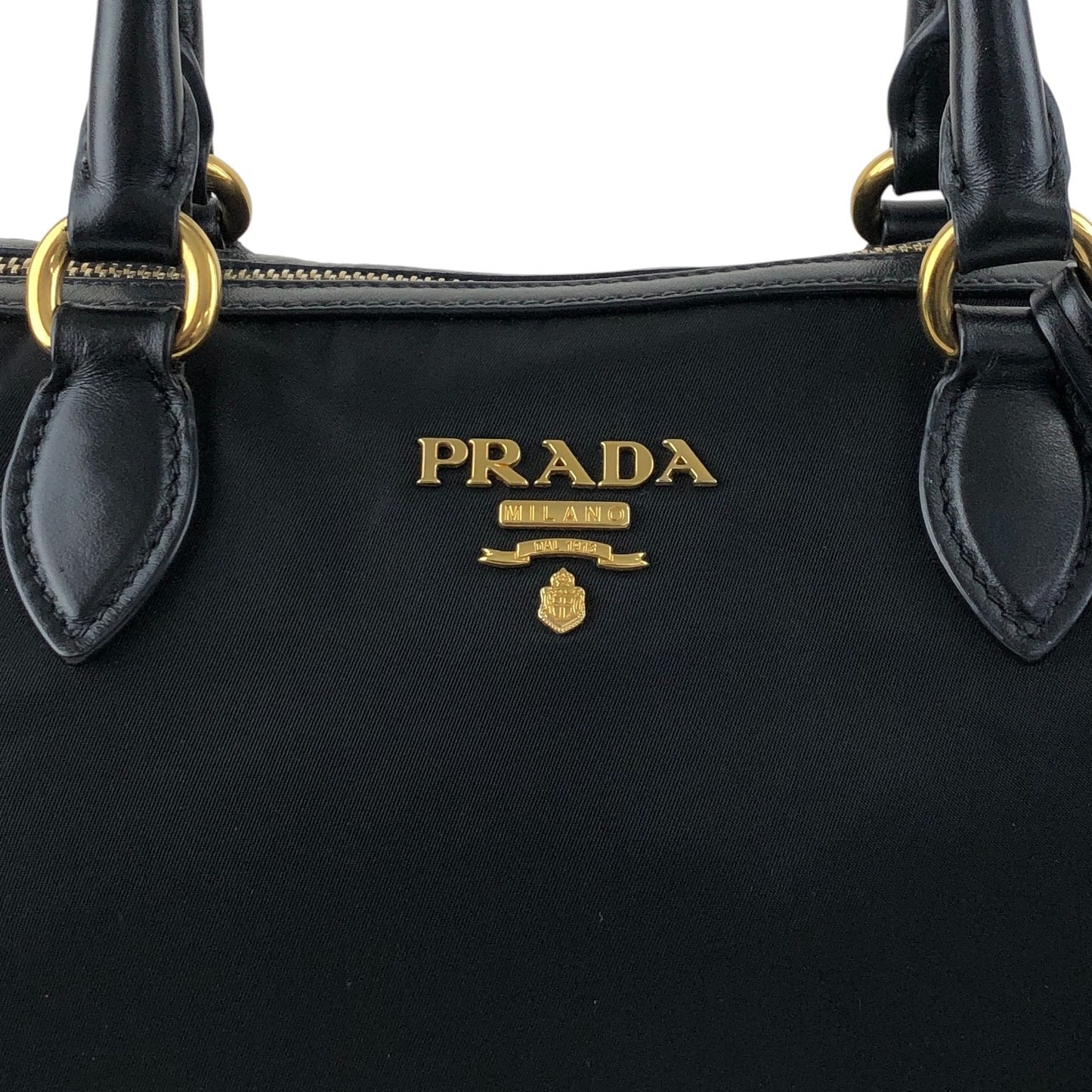 PRADA Logo Two-way Boston bag Shoulder bag Black Vintage 76zjdy