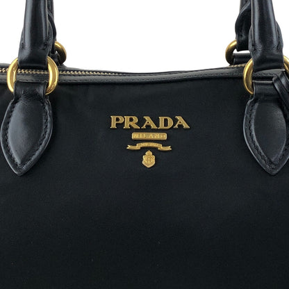 PRADA Logo Two-way Boston bag Shoulder bag Black Vintage 76zjdy