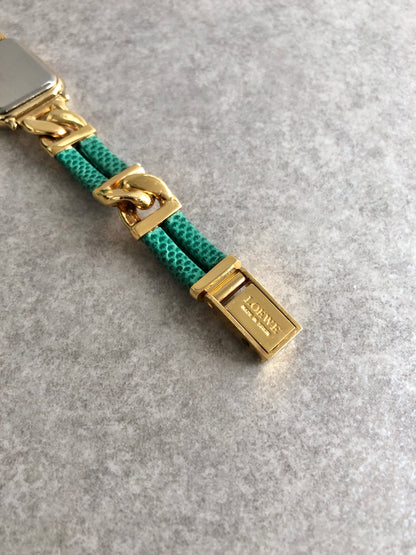 LOEWE Logo Quartz Watch Green×Gold Vintage c27tnu