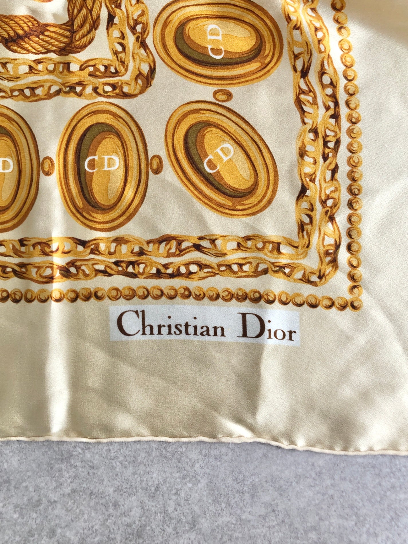 Christian Dior Silk Scarf Beige Vintage tp3pu6