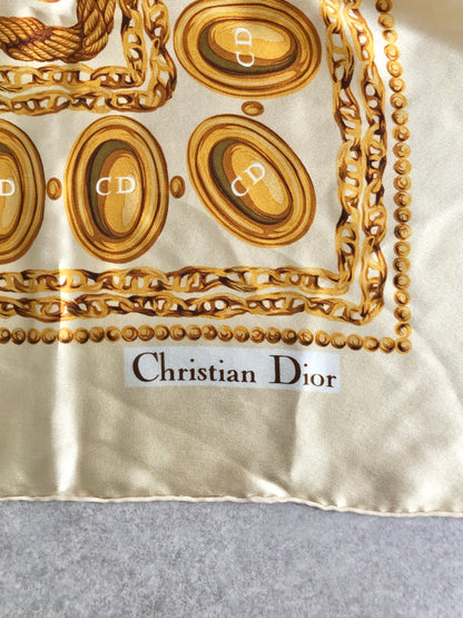 Christian Dior Silk Scarf Beige Vintage tp3pu6