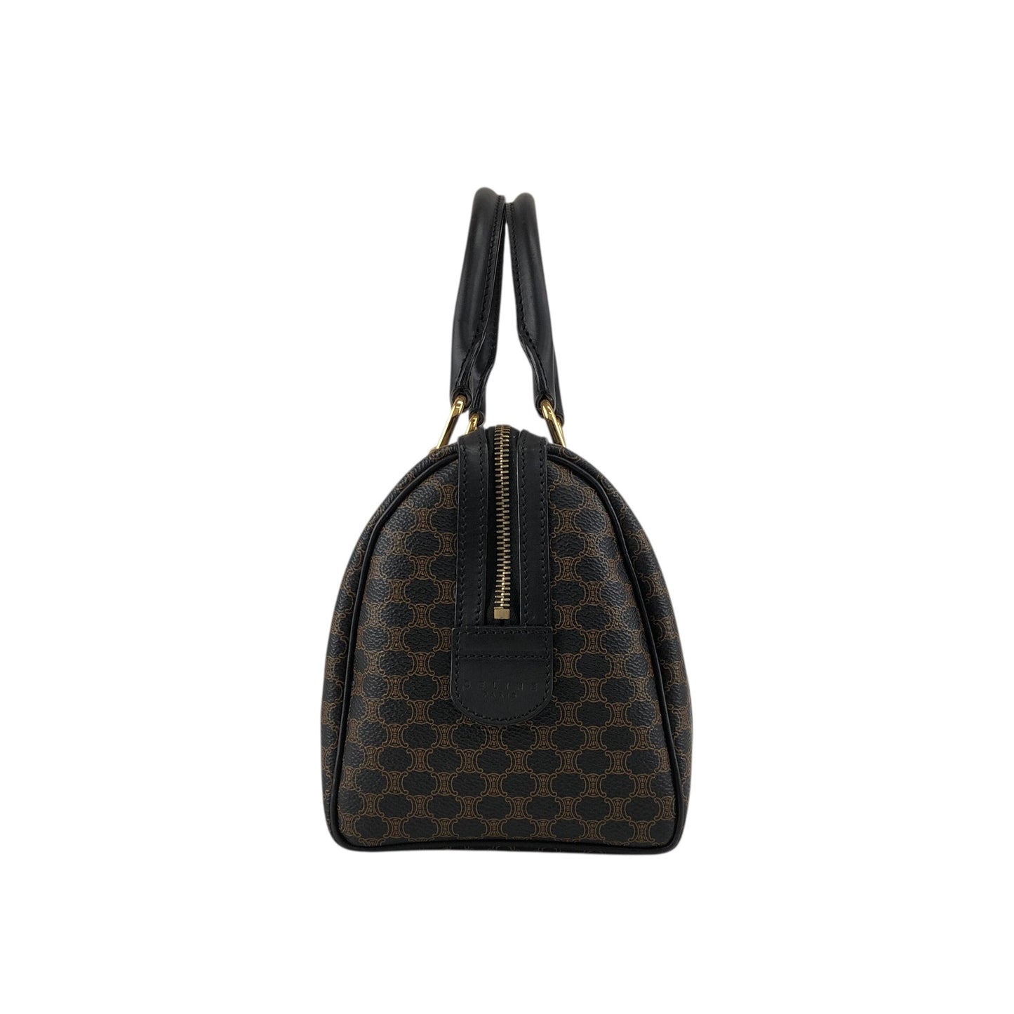 CELINE Macadam Blason Two-way Small Boston bag Shoulder bag Black Vintage 2urwut