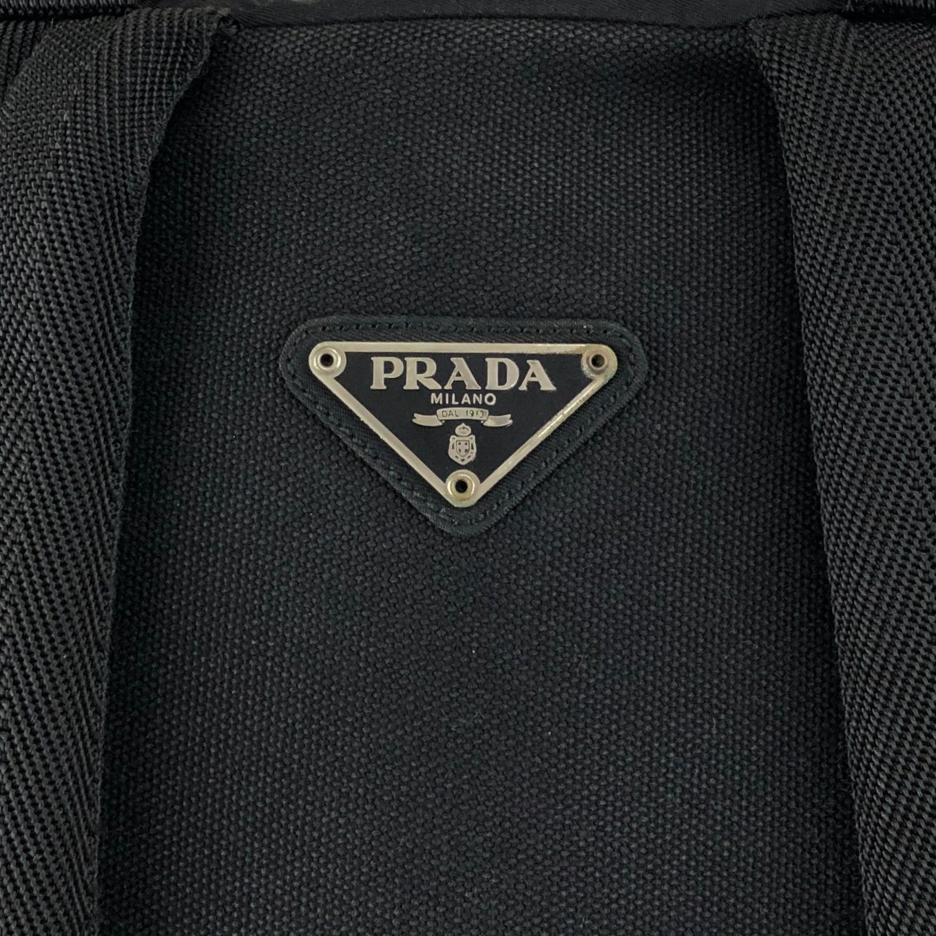 PRADA Tessuto Triangle Logo Backpack Black Vintage 8a5c5r
