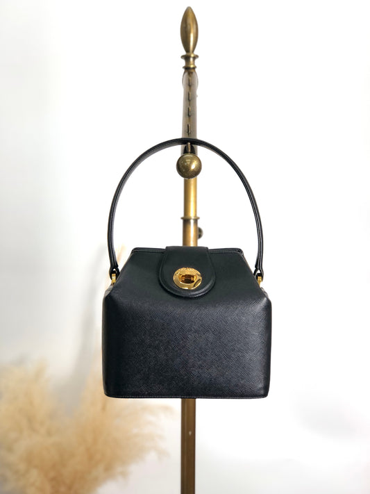 GIVENCHY Turn Lock Handbag Black Vintage siy53y