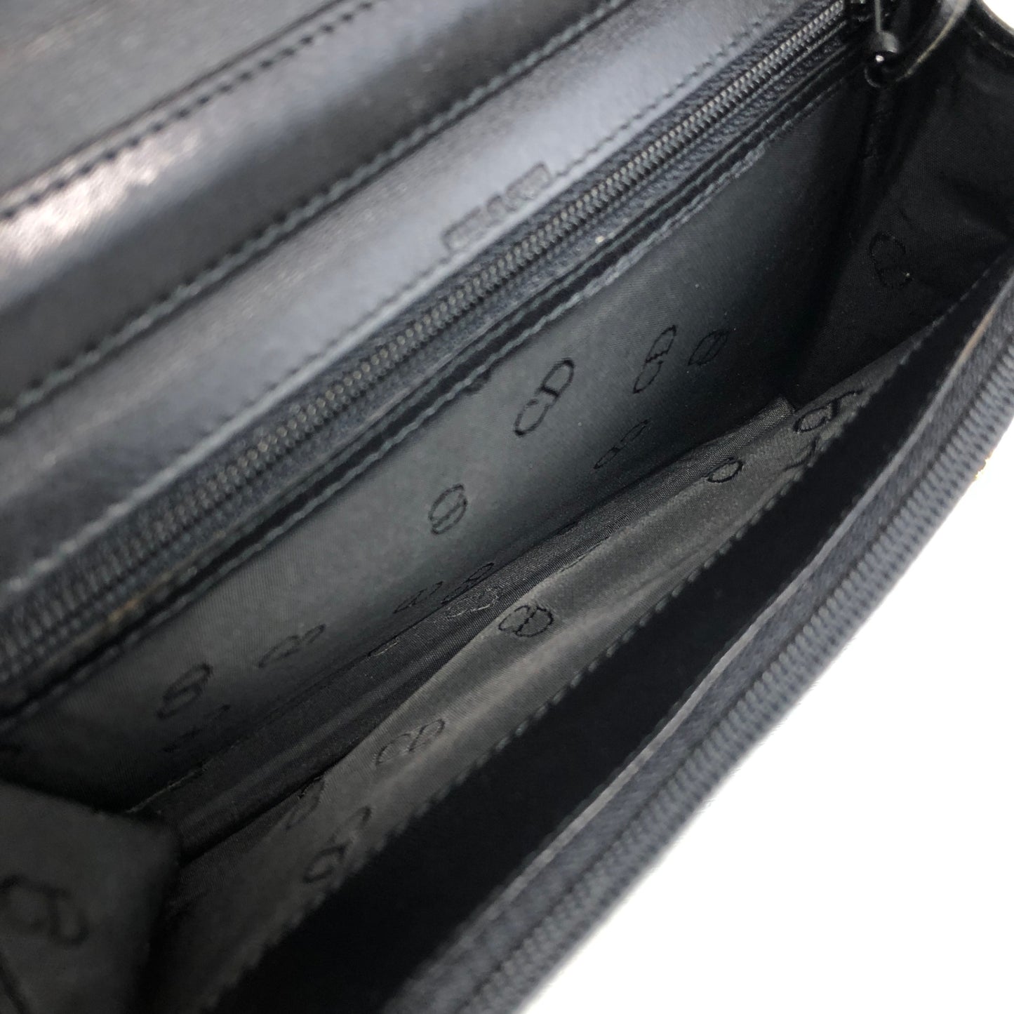 Christian Dior CD Logo Chain Shoulder bag Black Vintage iiv2uk