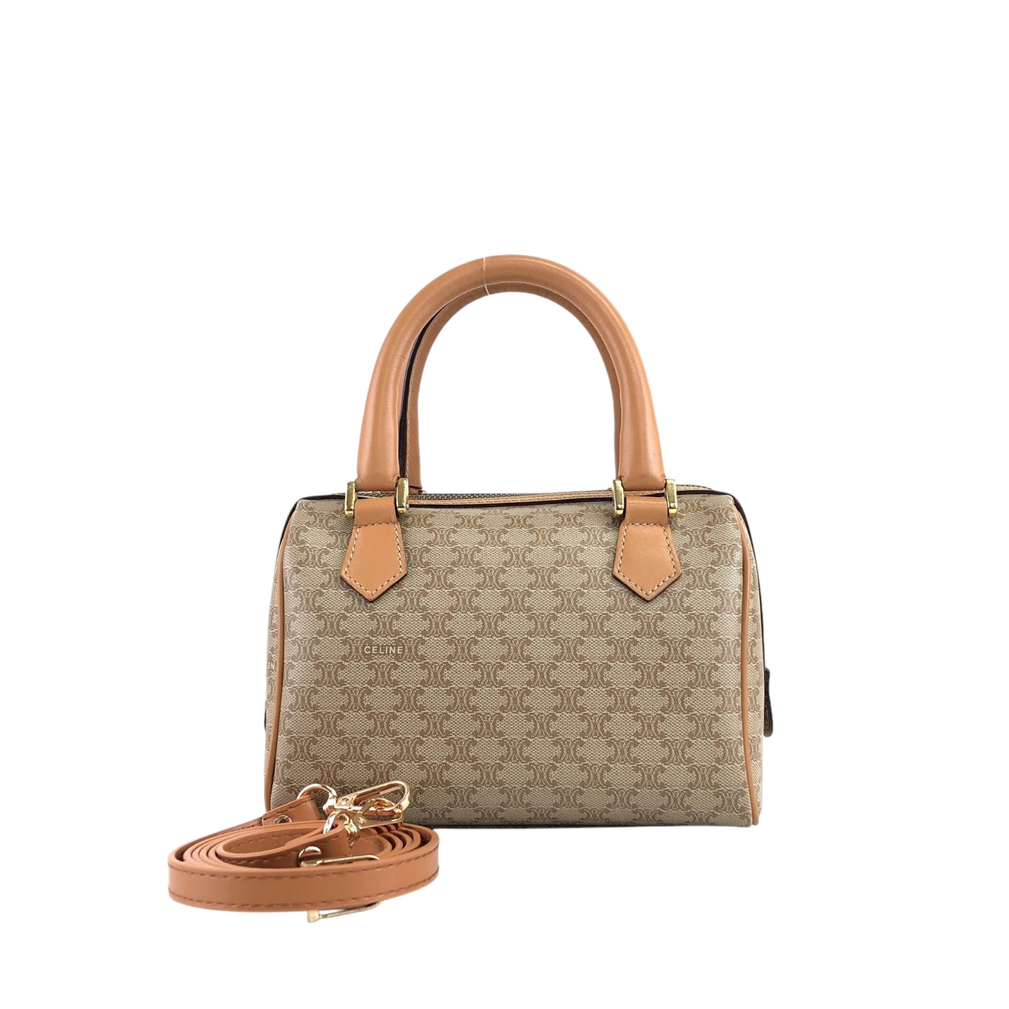 CELINE Macadam Two-way Handbag Shoulder bag Beige Vintage f3hr3k
