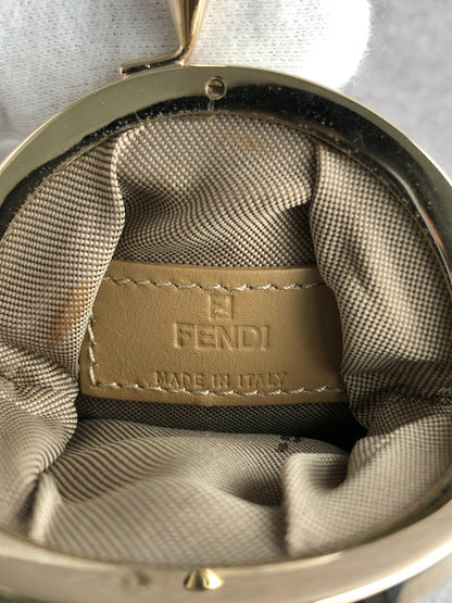 FENDI Zucchino Metal Clasp Coin Purse Beige Vintage fk2n4w