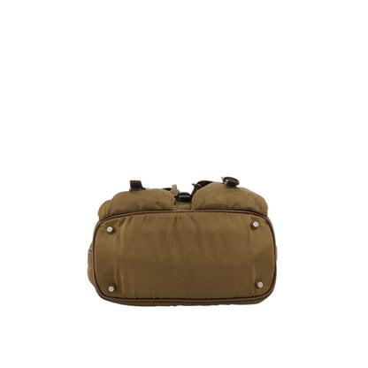 PRADA Tessuto Triangle Logo Double Pocket Handbag Shoulder bag Beige Vintage cgzz8n