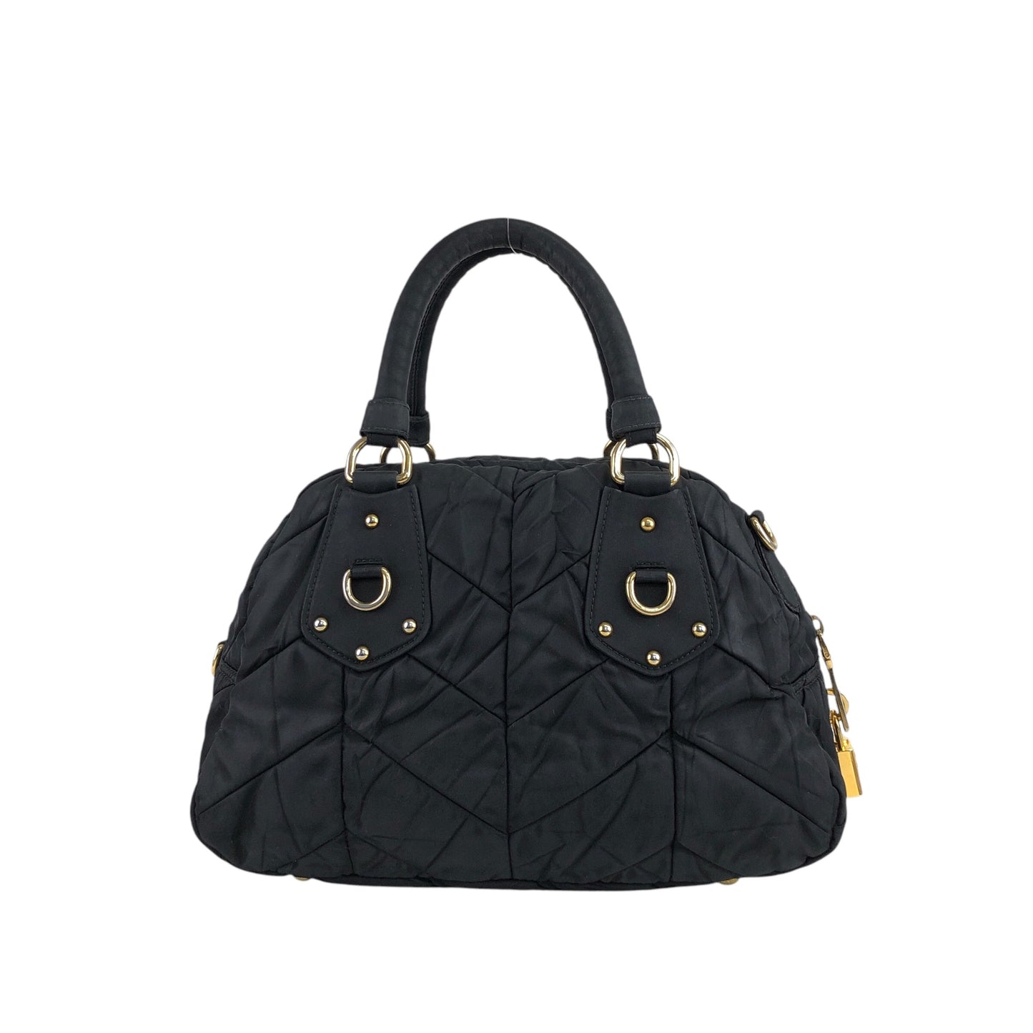 PRADA Logo Two-way Handbag Shoulder bag Black Vintage aw3e2f