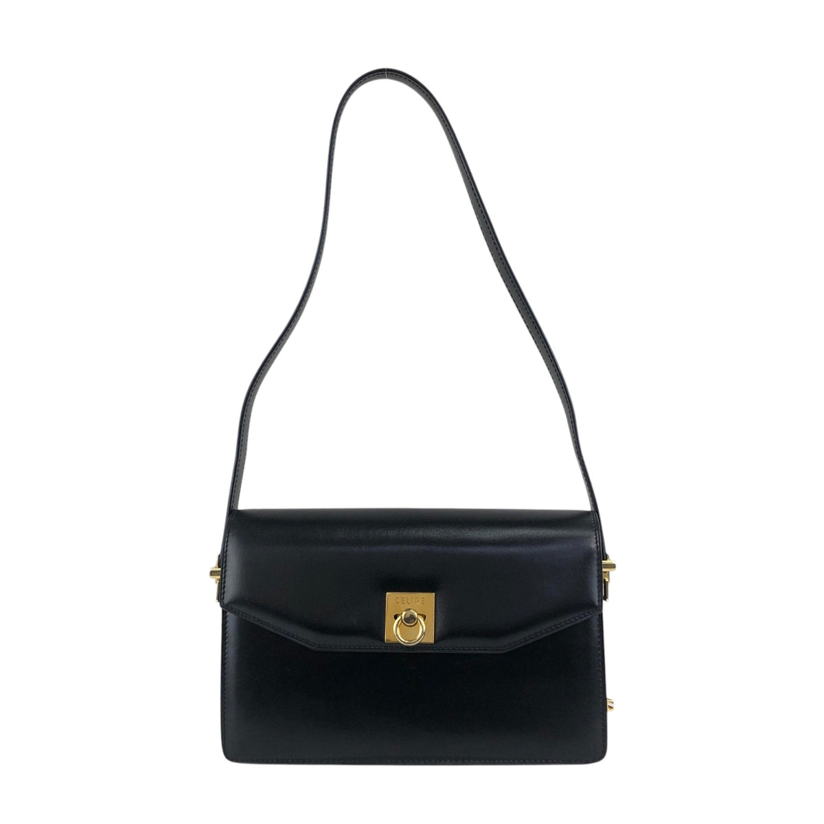 CELINE Gancini Shoulder bag Black Vintage gssz7x