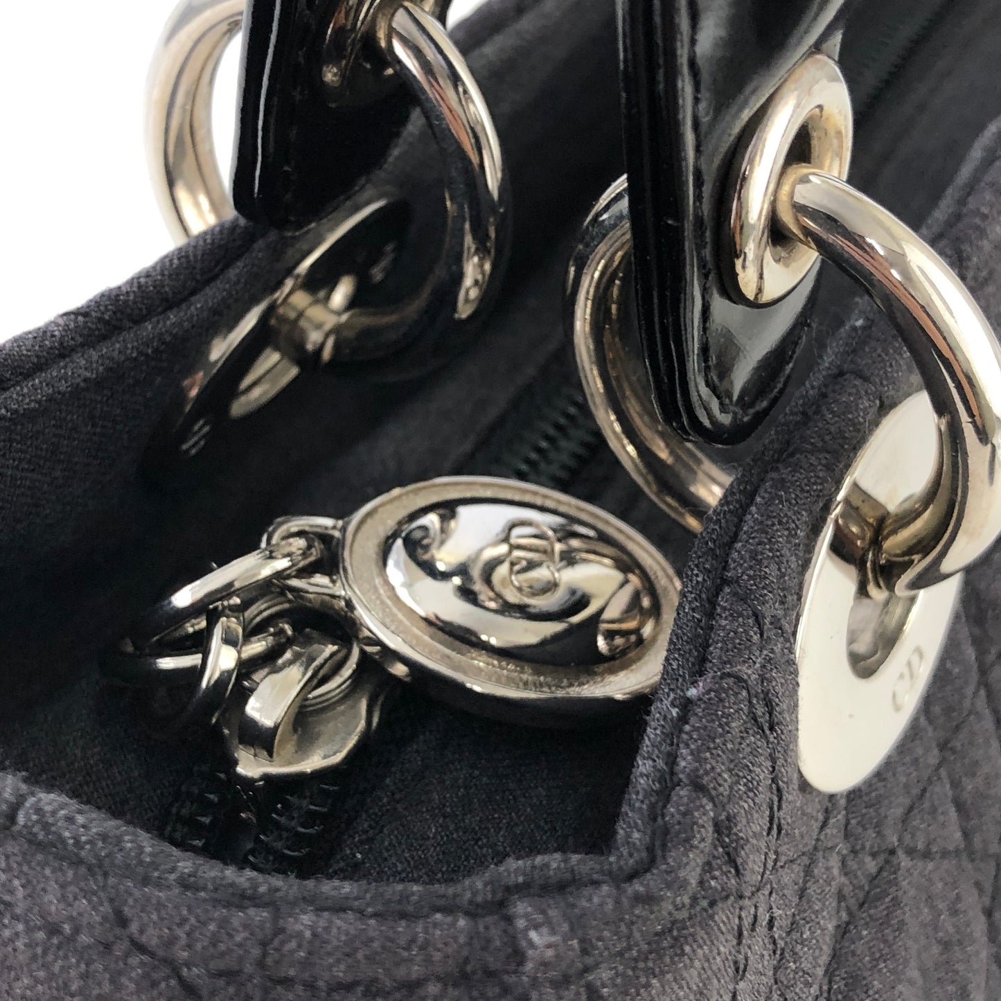Christian Dior Lady Dior Cannage Canvas Leather Two-way Handbag Shoulder bag Black Vintage ztgz83
