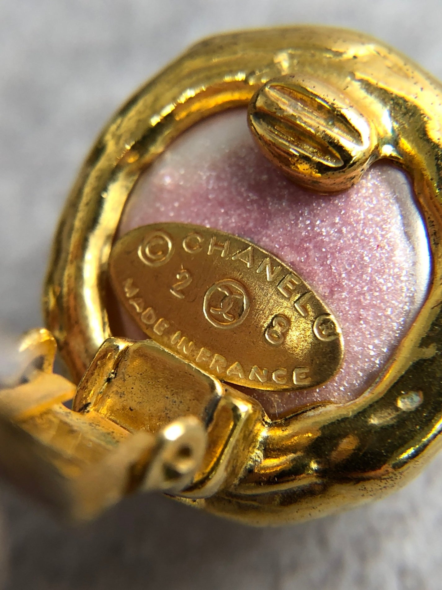 CHANEL Coco Mark Earrings Pink×Gold Vintage pveu4d