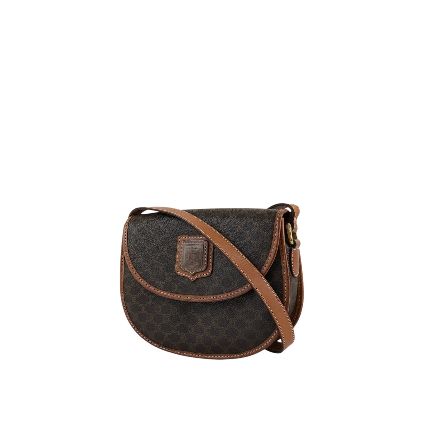 CELINE Macadam Blason Shoulder bag Brown Vintage ezwy2j