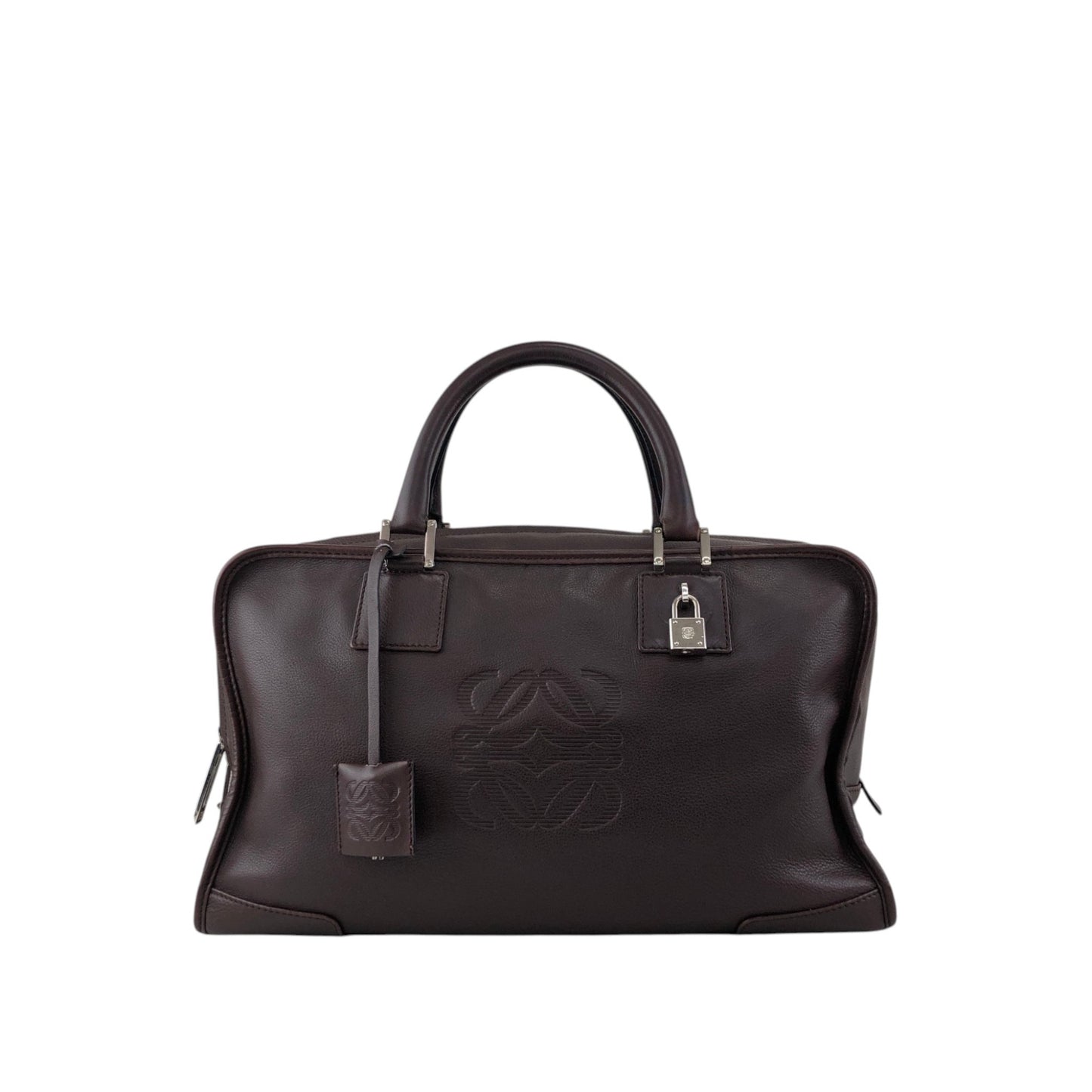 LOEWE Amazona35 Anagram Small Boston bag Handbag Brown Vintage t6ikyf