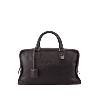 LOEWE Amazona35 Anagram Small Boston bag Handbag Brown Vintage t6ikyf