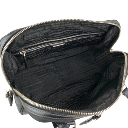 PRADA Tessuto Triangle Logo Small Boston bag Handbag Black Vintage vv4j5d