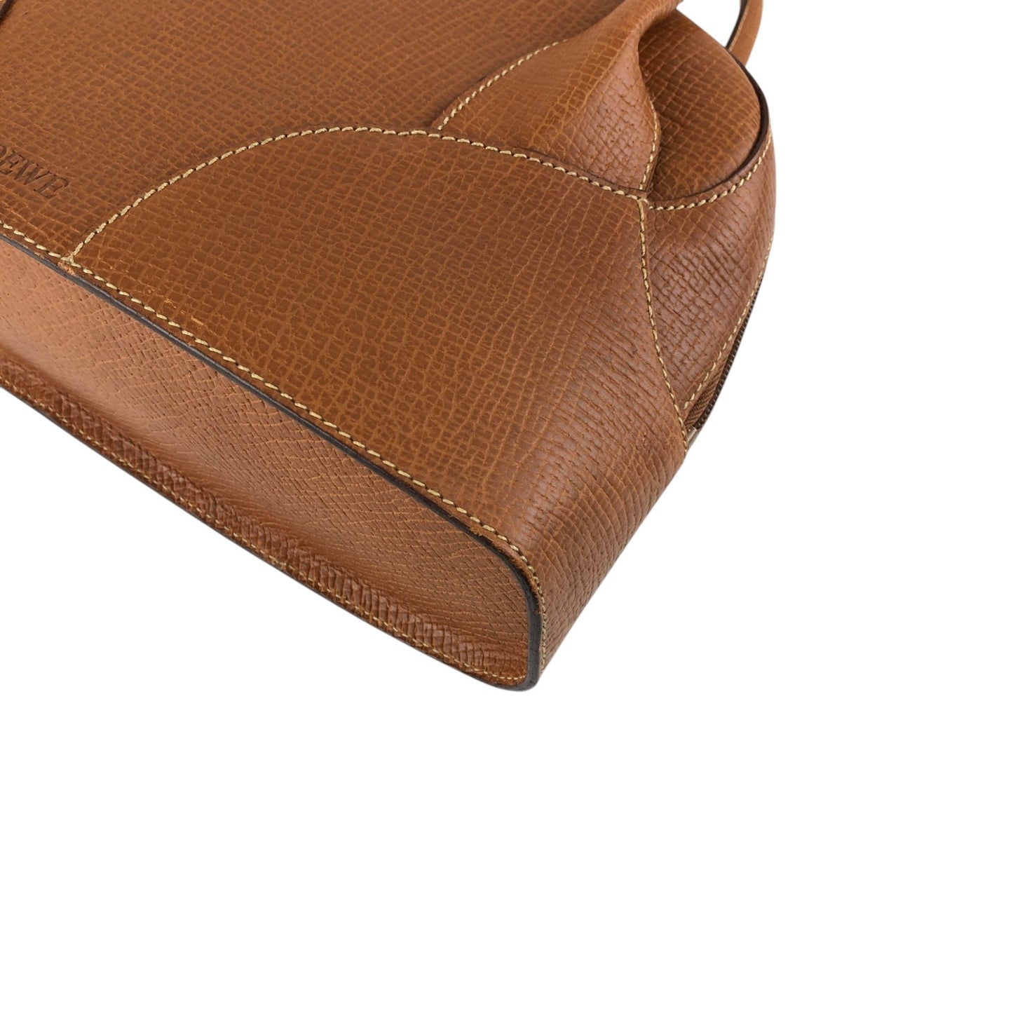 LOEWE Logo Embossed Handbag Boston bag Brown Vintage u2gt6p