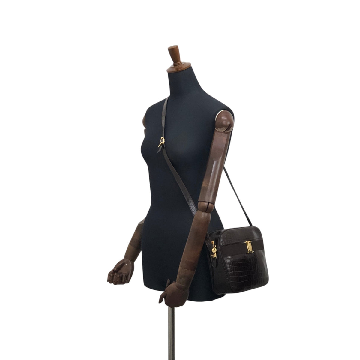 Salvatore Ferragamo Logo Shoulder bag Brown Vintage z3szbs