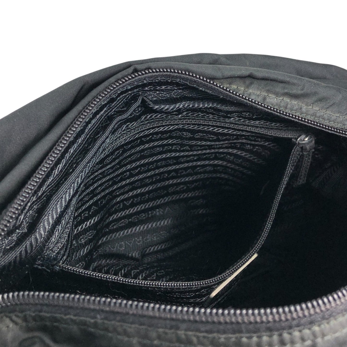 PRADA Tessuto Triangle Logo Shoulder bag Black Vintage xkated