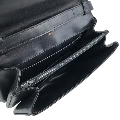 CELINE Triomphe Flap Shoulder bag Black Vintage 6t3cvm