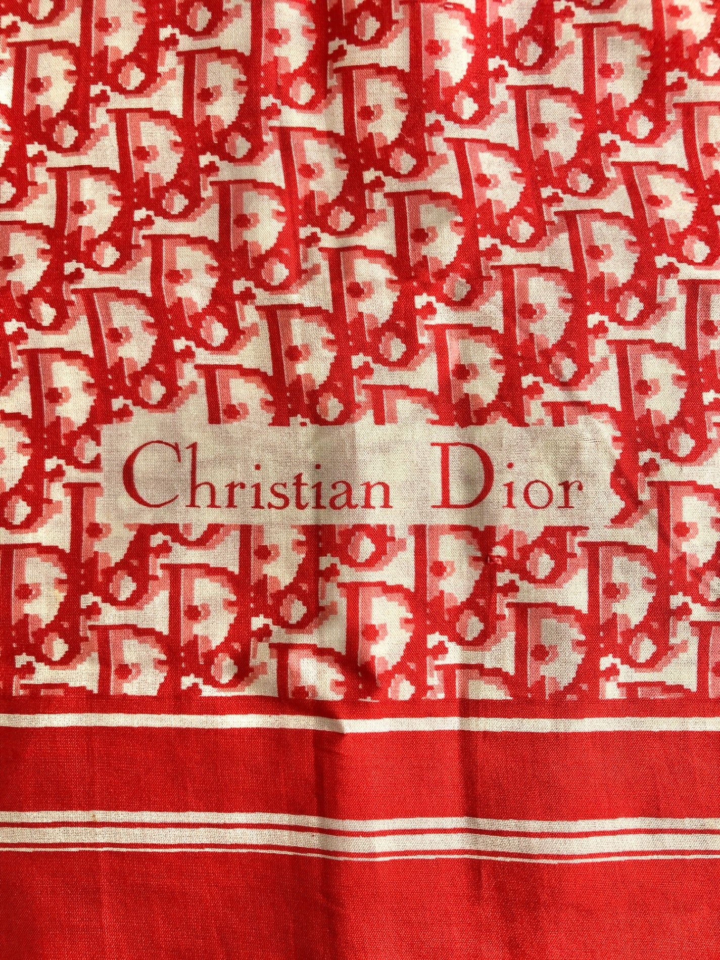 Christian Dior Trotter Slik Scarf Red×White Vintage 3ngnnk