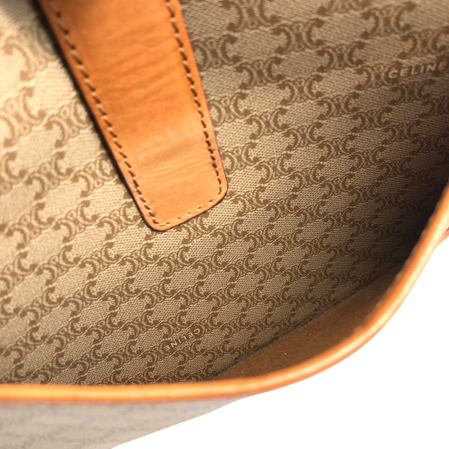 CELINE Macadam Front Buckle Shoulder bag Beige Vintage t3xmcc