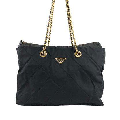PRADA Triangle Logo Chain Shoulder bag Black Vintage dp2pec