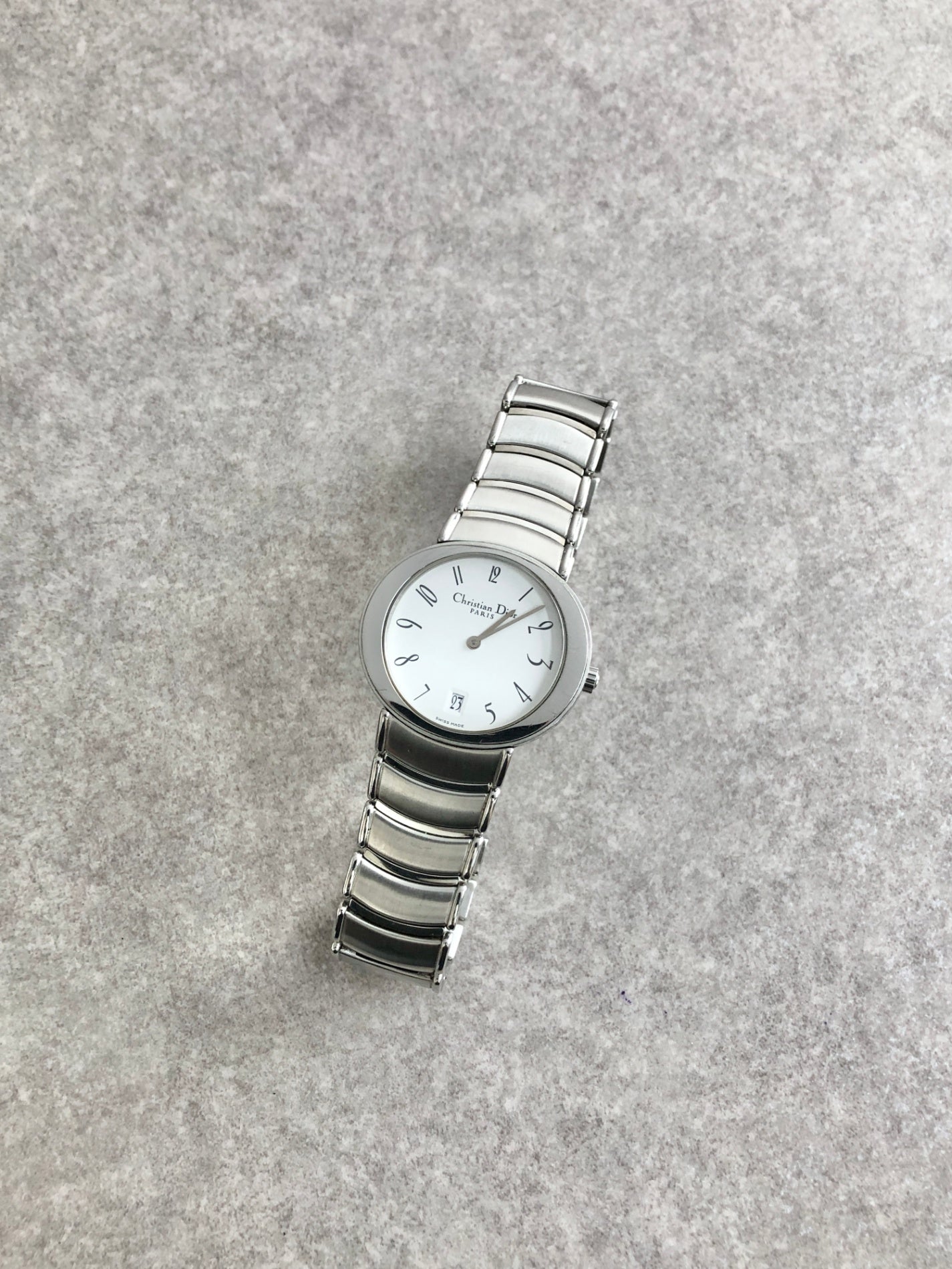 Christian Dior Logo Quartz Watch Silver D77-100 Vintage mz5ddk
