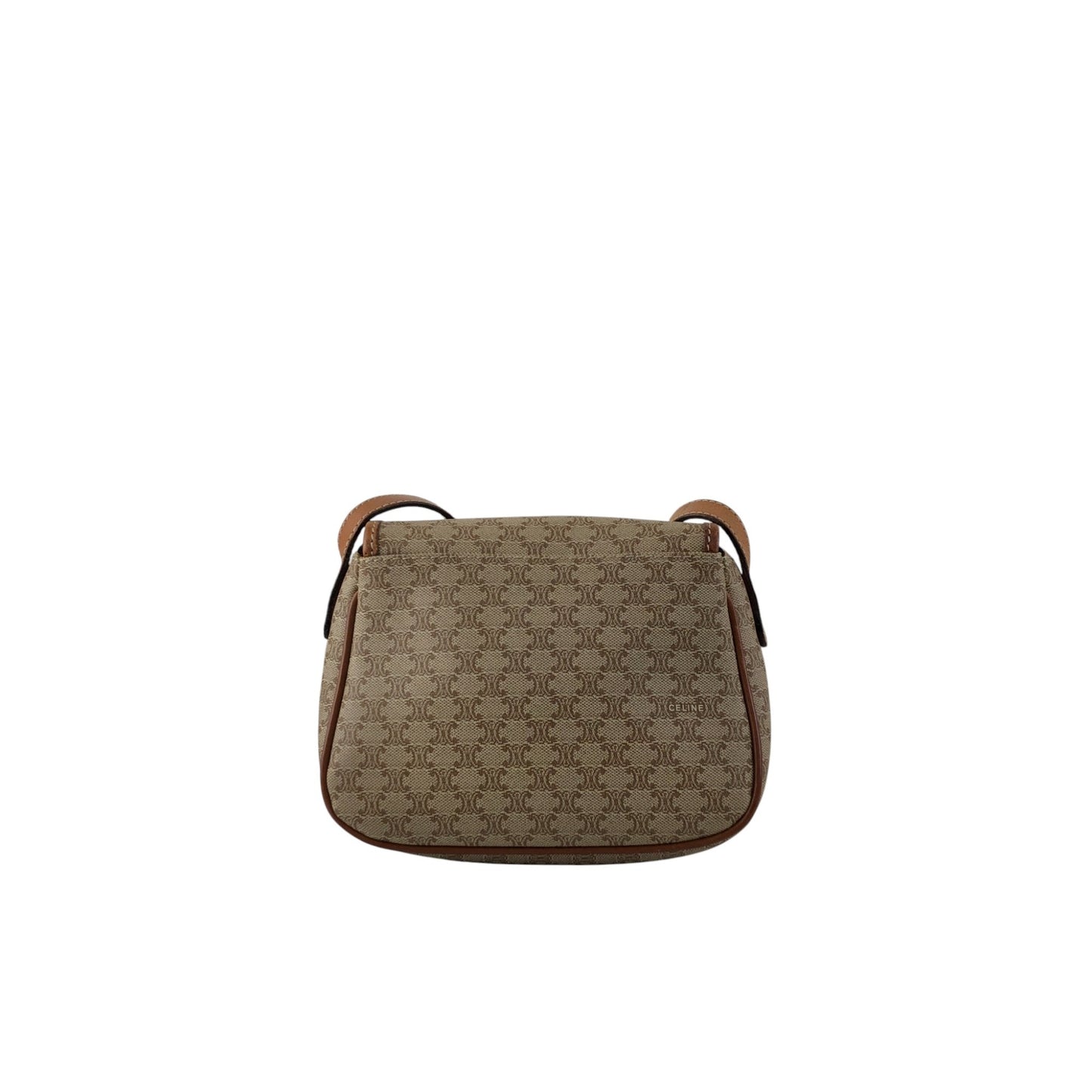 CELINE Macadam Triomphe Front Buckle Shoulder bag Beige Vintage xwff8x