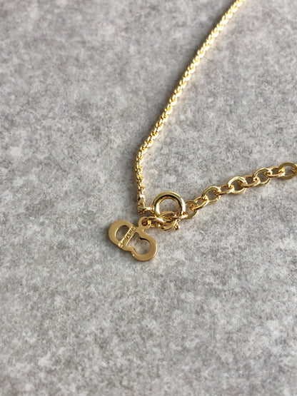 Christian Dior CD Logo Motif Necklace Gold Vintage zifcph