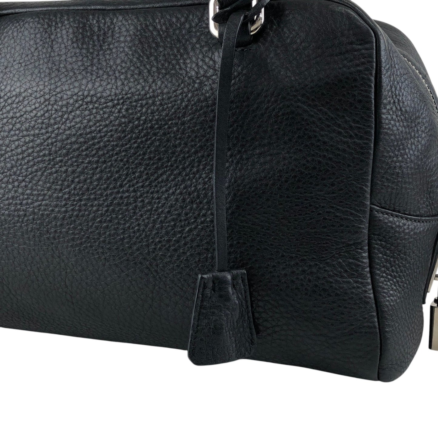 PRADA Logo Embossed Small Boston bag Handbag Black Vintage ydeszs
