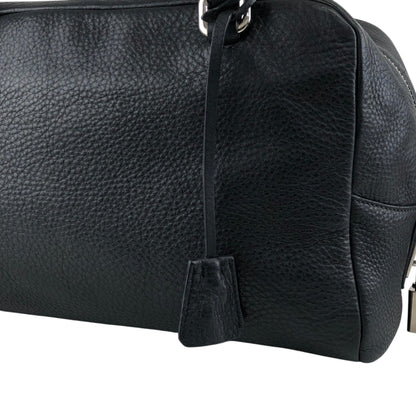 PRADA Logo Embossed Small Boston bag Handbag Black Vintage ydeszs